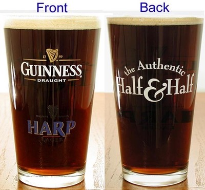 Half & Half Guinness Harp Pint Beer Glass, 16 oz (#1026) | eBay