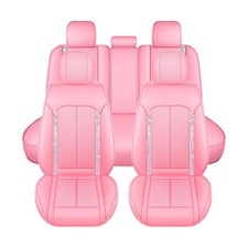 Pink Bling Car Seat Covers Full Set Cute Girly Faux Leather Seat Covers For...