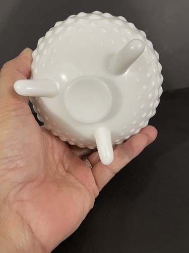 Vintage Fenton Kunstglas weiß Milchglas Schuhnagel drei Zehen Blume Frosch Vase - Bild 6 von 12