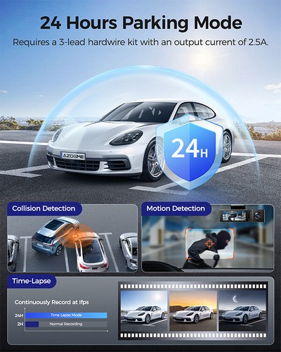AZDOME M550 Max Dash Cam 3 Channel WiFi GPS 4K+1080P+2.5K Parking Mode 64GB Card - Picture 7 of 14