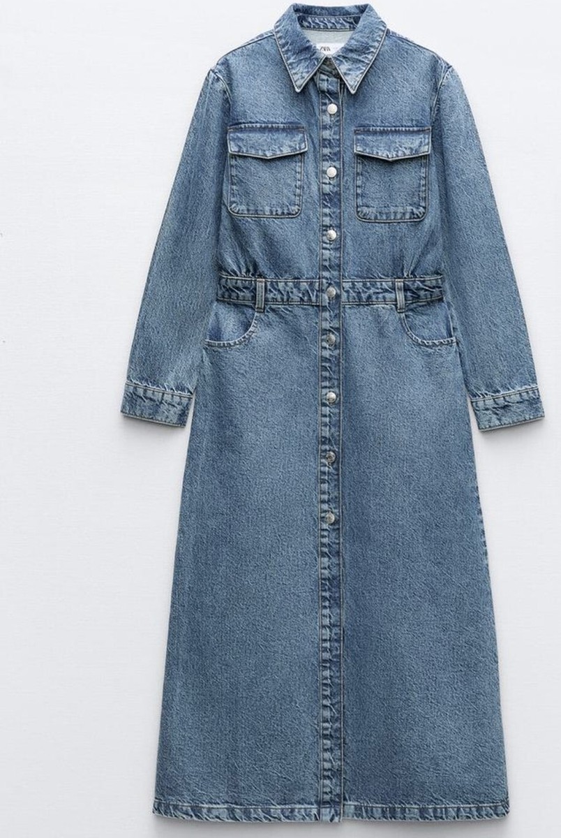 z1975 denim midi dress Zara Z1975 Midi Denim Dress Size S