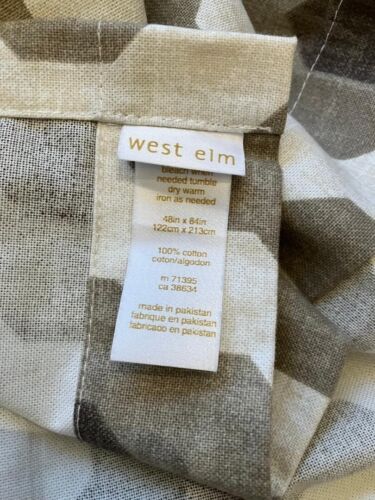 West Elm Bazaar Curtain Panels (2) Flax Geometric Rod Pocket/Hidden Tab 48 x 84 - Picture 5 of 8