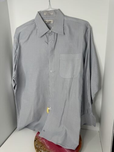 Nordstrom Men's Trim Fit White Button Down Blue Purple Plaid Size 16.5 - 33