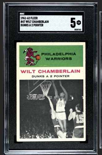 1961-62 Fleer #47 Wilt Chamberlain Rookie RC HOF Dunks A 2 Pointer SGC 5 EX