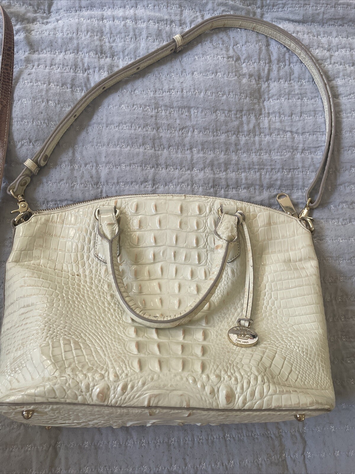 Brahmin Large Duxbury Satchel in Seashell Melbourne Leather