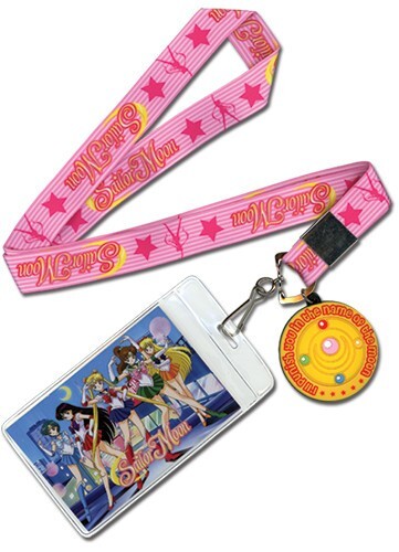 Sailor Moon: Moon Brooch Lanyard ID Holder with Charm * NEW SEALED *