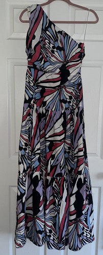 Maeve Anthropologie Dress Maxi Multi Bohemian One Shoulder Beach Tiered 4 RARE - Picture 6 of 7