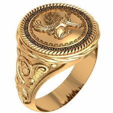 Winged Lion Ring for Men Biker Wing Lion Brass Jewelry Size 6-15