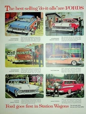 Original 1956 Vintage Ford Ad: Ford goes first in Station Wagons 6 Model