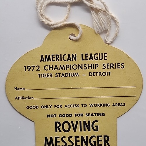 Campeonato de la Liga Americana 1972 ROVING MESSENGER PASS Tiger Stadium sin usar 4 G - Imagen 2 de 9