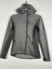 The North Face Women  s Jacket XS Gray Black Stretch Full Zip Hooded 2632