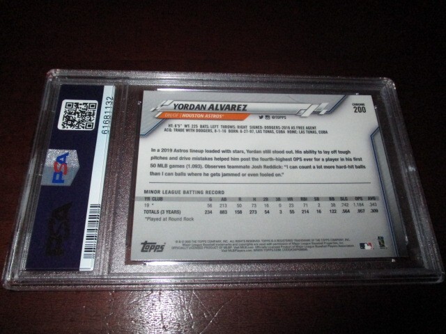 2020 topps chrome rookie card yordan alvarez psa gem mint 10 view 3