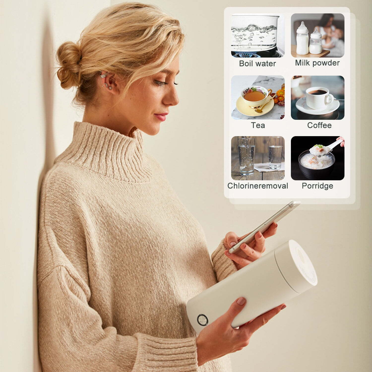 New Portable Electric Kettle Water Boiler, 304 Stainless Steel Electric Warmer-image