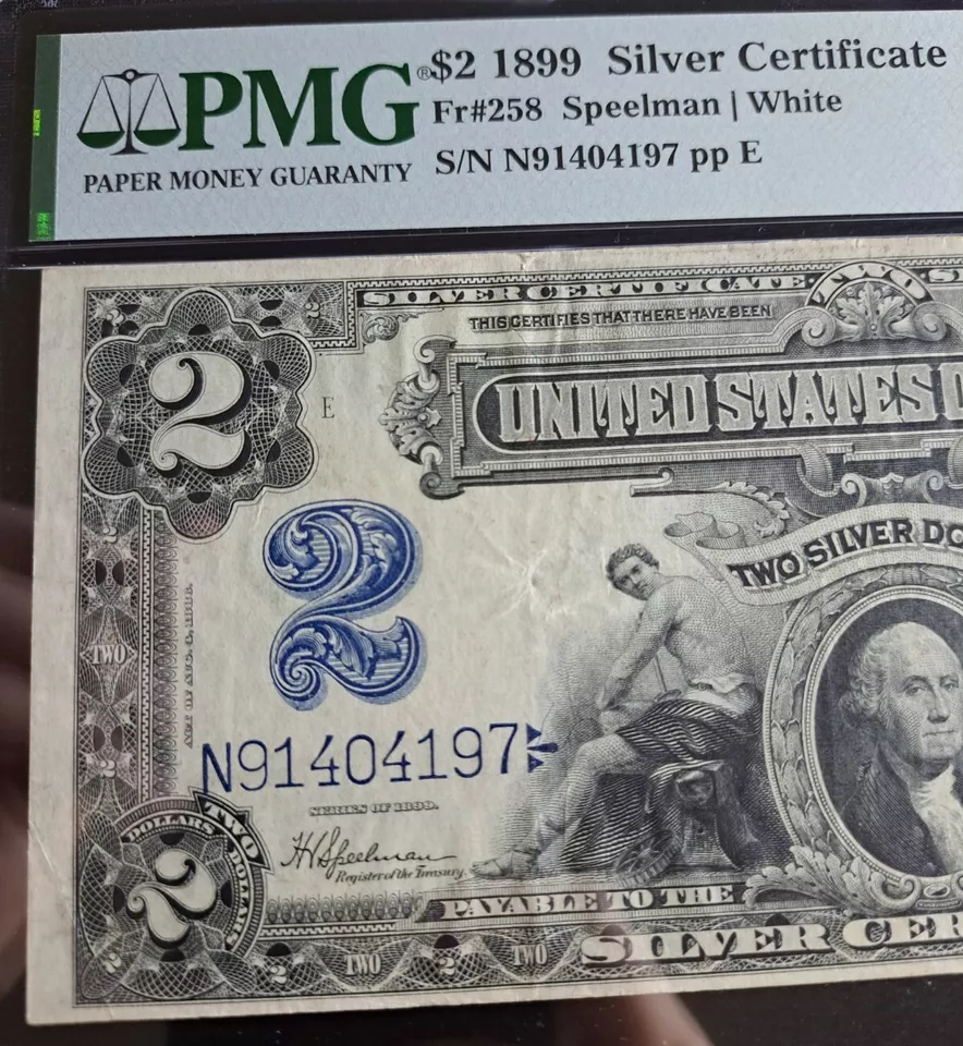 1899 $2 Silver Certificate Note Bill Mini Porthole Fr 258 PMG Very Fine-30 EPQ - Image 4 of 4