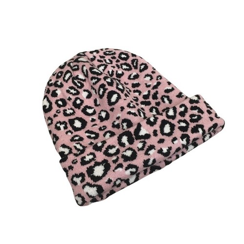 Women Leopard Print Winter Warm Beanie Hat Knitted Crochet Baggy Stretch Ski Cap - Picture 3 of 7