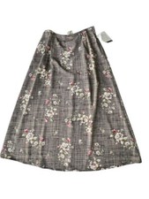 Jaclyn Smith Womens Fit Flare Maxi Skirt Tweed look Floral BOHO Cottagecore 16