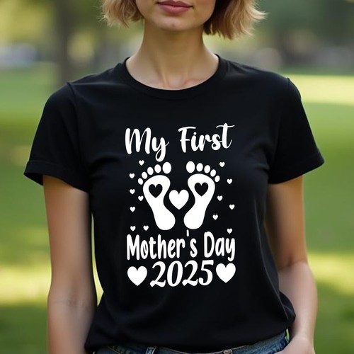 Womens Baby Feet My First Mothers Day T-Shirt Top Funny Mama Mom Cute Gift #MD - Picture 8 of 34