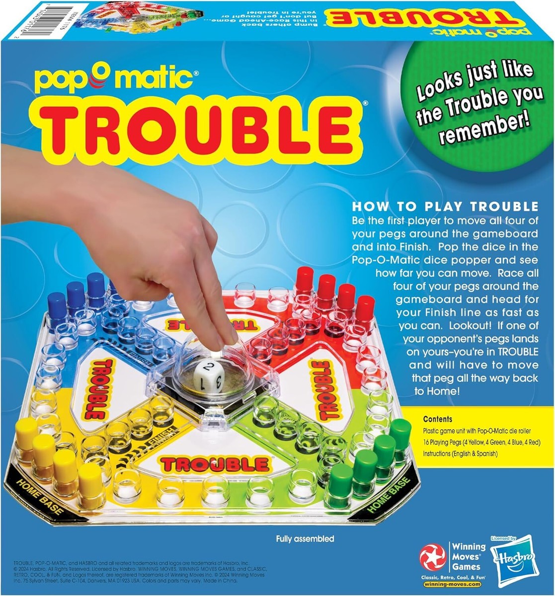 Pop-O-Matic Trouble Board Game - Family Game Night Kids