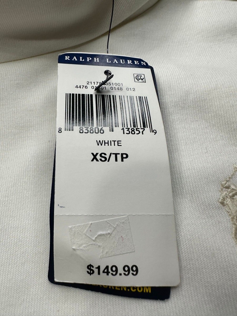NWT POLO RALPH LAUREN Womens Pullover White XS Turtleneck Leather