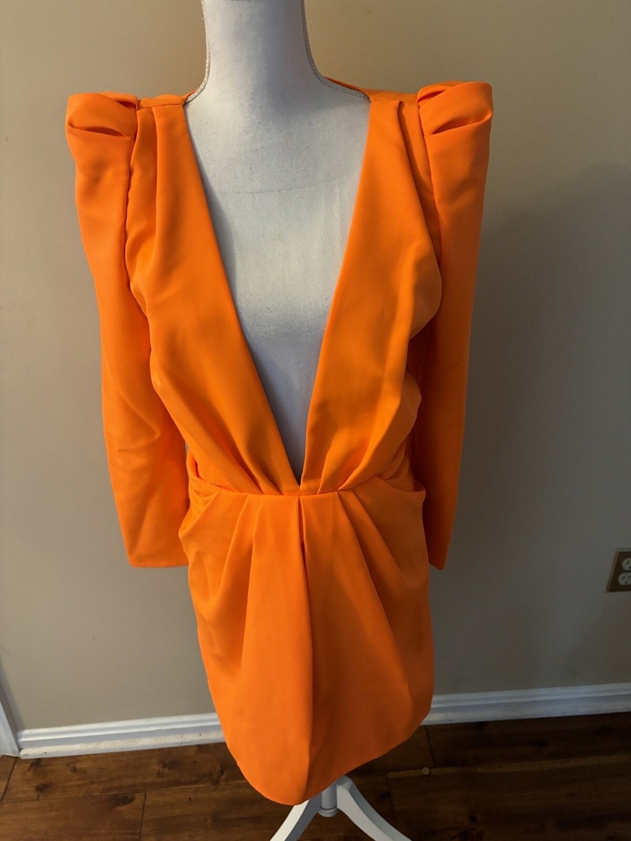 Saint Laurent Neon Twill Dress Sz FR40 / US4 Neon Orange