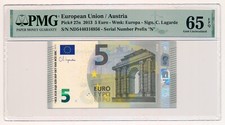 EUROPEAN UNION (AUSTRIA) banknote 5 Euro 2013 PMG MS 65 EPQ Gem Uncirculated
