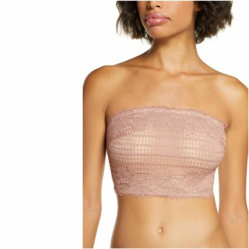 Free People Intimately NWT XS Camila Bandeau Bralette Rose Nude Pink Lace Bra