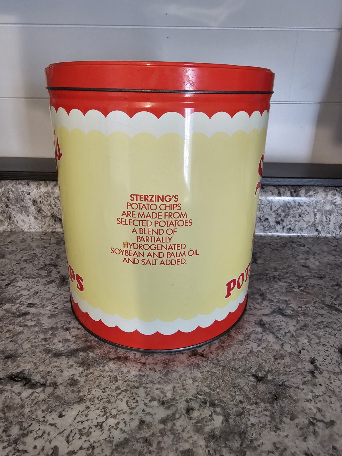 Vintage Sterzing's Potato Chip Tin w/Lid Burlington, IA 16oz Metal eBay