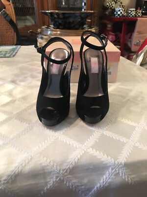 JLO Jennifer Lopez LUSCIOUS BLKSDE Heels Sexy Black Suede Open Toe NIB 