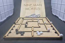 Nine Man Morris, The Mills Game, Cowboy Checkers ,Old Ancient Old Board Game - L