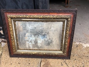 C1890 Highly Ornate Oak Vintage Picture Mirror Frame 35 X 27 C1890 Highly Ornate Oak Vintage Picture