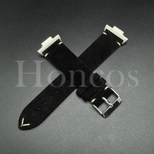Suede Leather Vintage Watch Band Strap Fits Tissot PRX Adapter Quick Release BLK