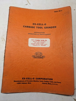 #ad EX CELL O 48 A TOOL GRINDER OPERATOR SERVICE MANUAL PARTS LIST BOOK CATALOG $137.03