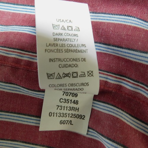 CHAPS pflegeleichtes hellrot weiß gestreiftes geknöpftes Hemd mit Wappen Herren L neu ohne Etikett - Bild 9 von 9