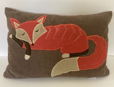Devi Designs Fox Applique Embroidered Throw Pillow