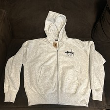 Stussy New York Chapter Zip Jacket Hoodie Gray Fog - Size L NEW 