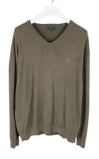 GANT Jumper Men's XL Sweater V-Neck Pullover Brown Logo