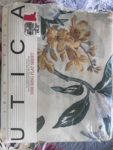 ๐ท Vtg Utica Floral Quaker Hill Multi King FLAT New~Sealed USA COTTAGE CHIC - Picture 3 of 5