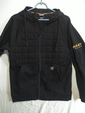 Ariat Rebar Mens Small Black Full Zip Hooded Sweatshirt