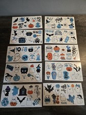 Halloween Tattoos-Ghosts, Pumpkins, Bats, Spiders, Blue  Orange Multicolor