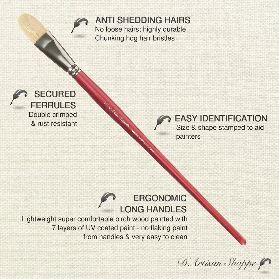 Juego de pinceles de pintura acrílica al óleo. Producto de oficina Chungking Hog 100 % natural Foto 2 de 4