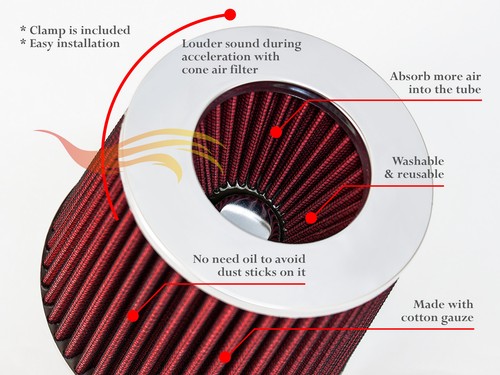 3" Cold Air Intake Filter Universal RED For M47/Marauder/Mariner/Grand Marquis - Bild 2 von 4