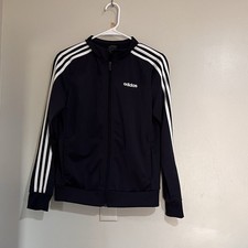 Adidas Track Jacket Black/white Stripes Zip Up Size Youth Small