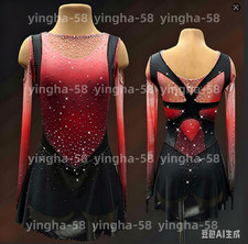 Ice Figure Skating Dress Rhythmic Gymnastics Twirling Competition red dyeing
