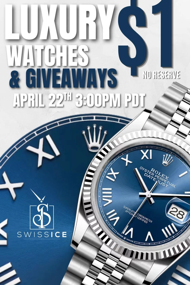 Join Now‼️ 💸 $1 LIVE WATCH AUCTION! 🔥 Rolex, Omega, Breitling NO RESERVE