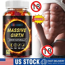 #1 BEST-MALE ENLARGER THICKER LONGER BIGGER 4" GROWTH ENLARGEMENT 60 GUMMIES