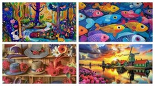 Lot of 4 Puzzlebug CraZart Jigsaw Puzzles 1 500   3  350 Piece Small Pieces