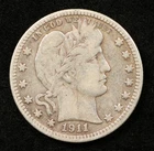 1911-D Barber Quarter 25C Very Fine Denver Mint Key Date (#TPR00029)