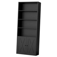 Bookshelf, Industrial Bookshelves and Bookcases with Doors Floor Black