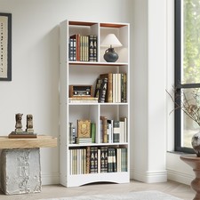 4-Tier Slim Bookcase Shelving Open Storage Bookshelf Floor Standing Display Unit