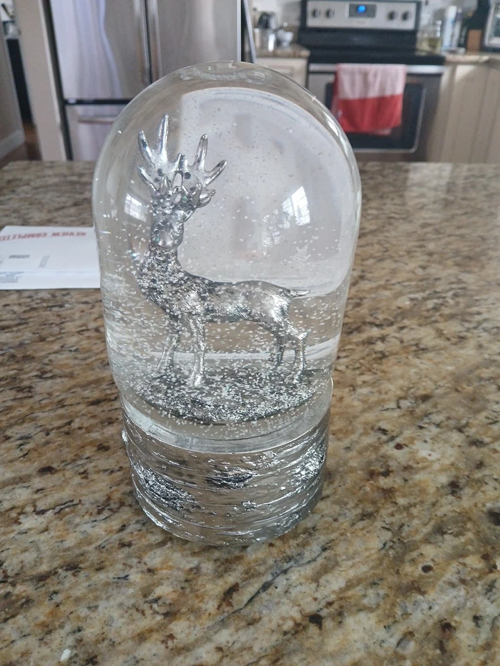 7-дюймовый высокий купол снежного шара на березе лось скульптура белый - Изображение 2 из 3